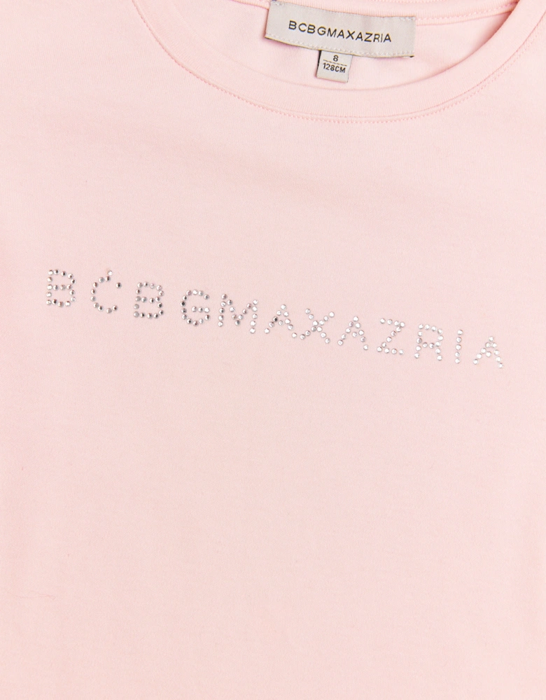 BCBGMAXAZRIA Girls Ruffle Sleeve T-Shirt in Pink