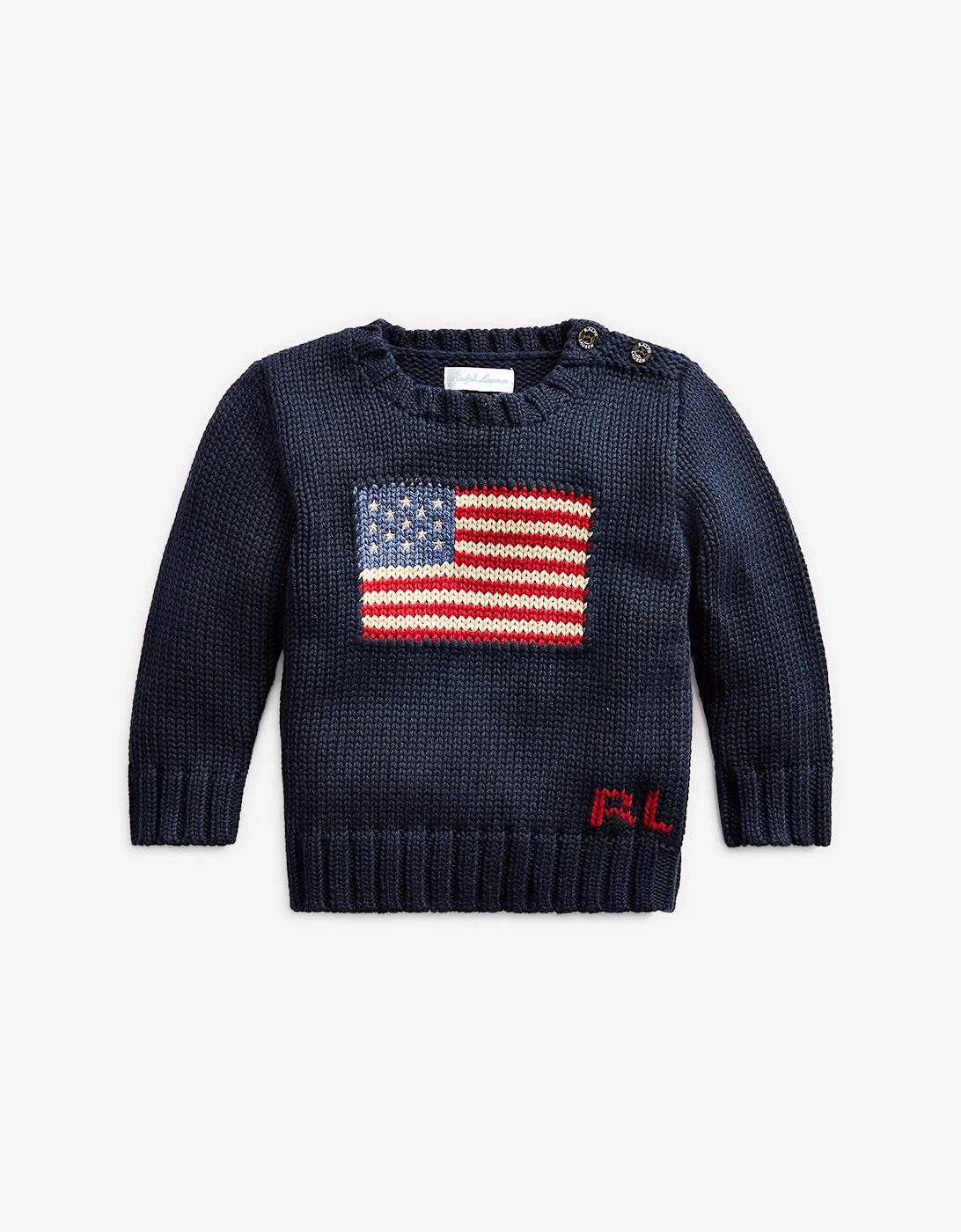 Baby Boys Cotton Flag Jumper in Navy, 5 of 4
