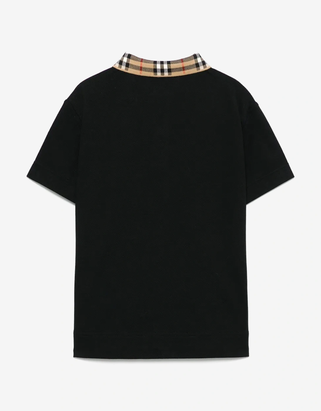 Boys Johane Check Collar Polo Shirt in Black