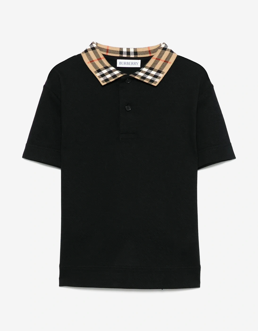 Boys Johane Check Collar Polo Shirt in Black, 5 of 4