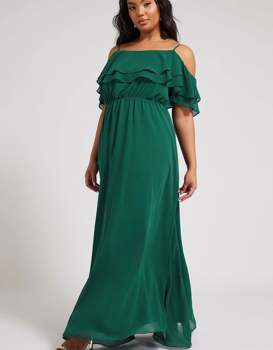Frill Cold Shoulder Maxi Dress, 2 of 1