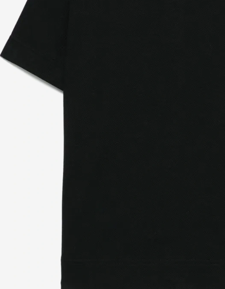 Boys Johane Check Collar Polo Shirt in Black