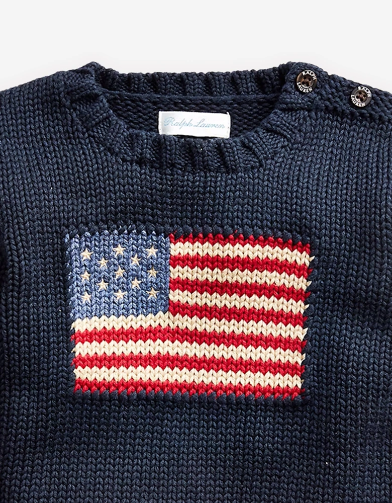 Baby Boys Cotton Flag Jumper in Navy