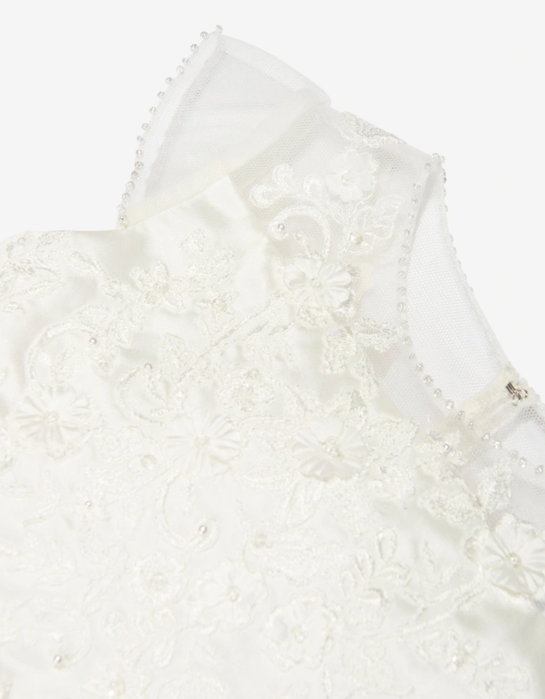 Girls Ceremonial Ballerina Length Dress in Ivory