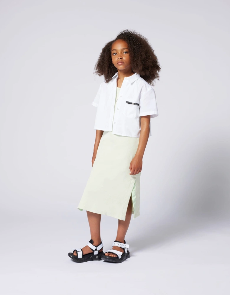 Girls Ribbed Logo Tank Dress in Green