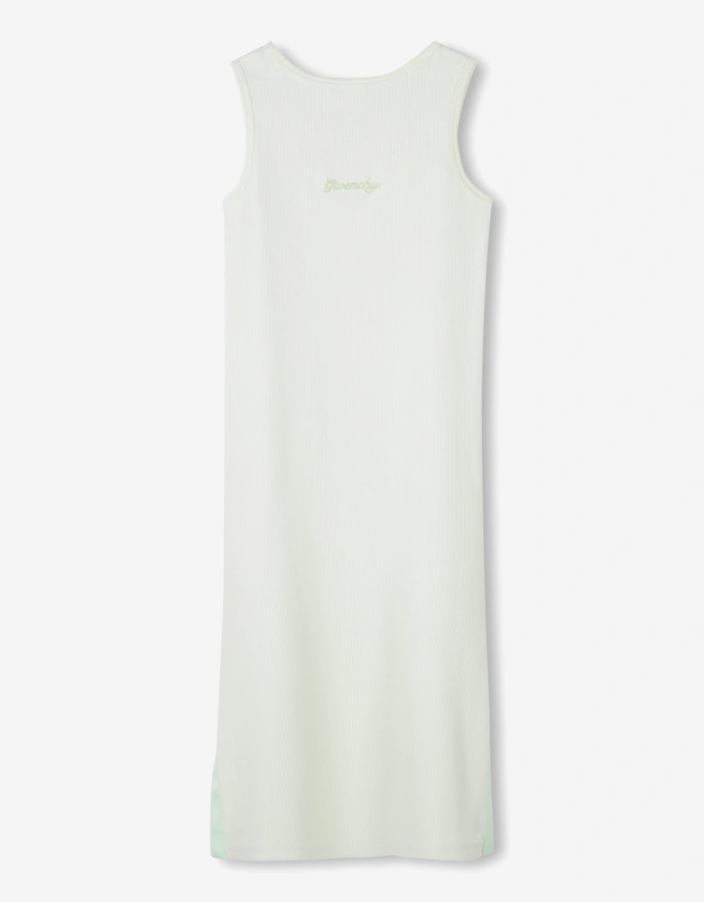 Girls Ribbed Logo Tank Dress in Green