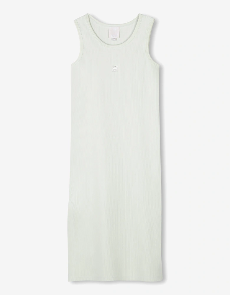 Girls Ribbed Logo Tank Dress in Green