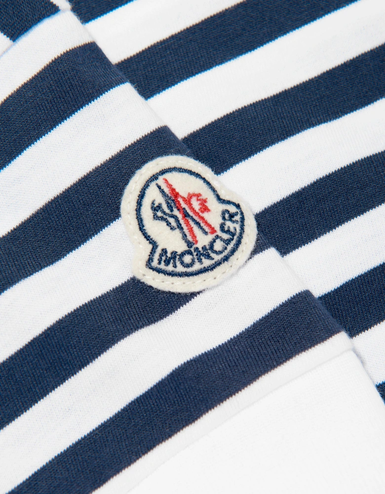 Enfant Girls Striped Logo T-Shirt in Navy