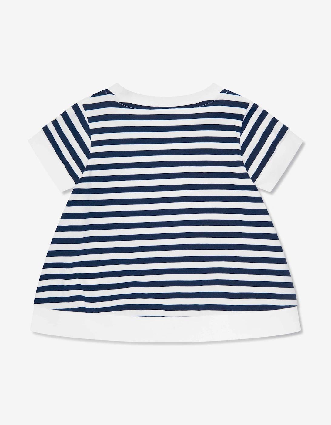 Enfant Girls Striped Logo T-Shirt in Navy