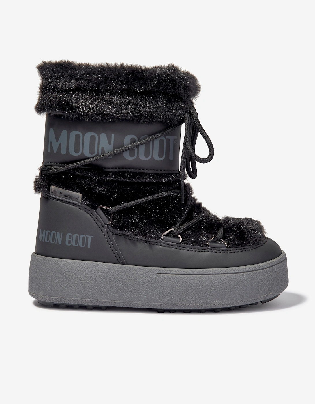 Moon Boot Girls JTrack Faux Fur Snow Boots in Black, 5 of 4