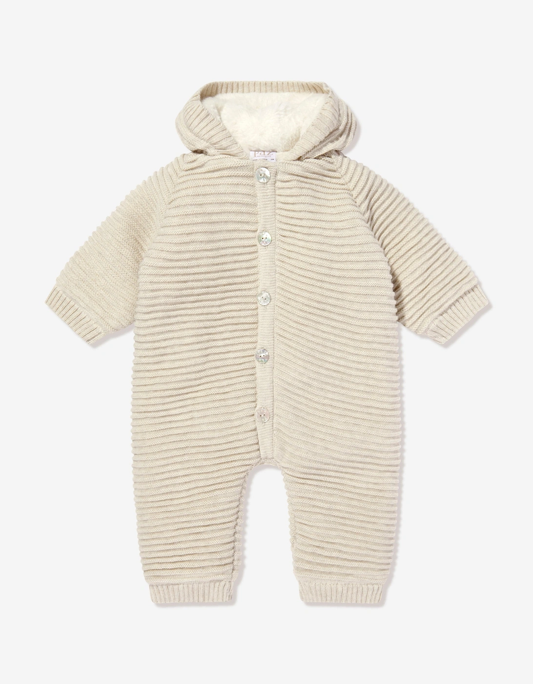 Baby Knitted Pramsuit in Beige, 5 of 4