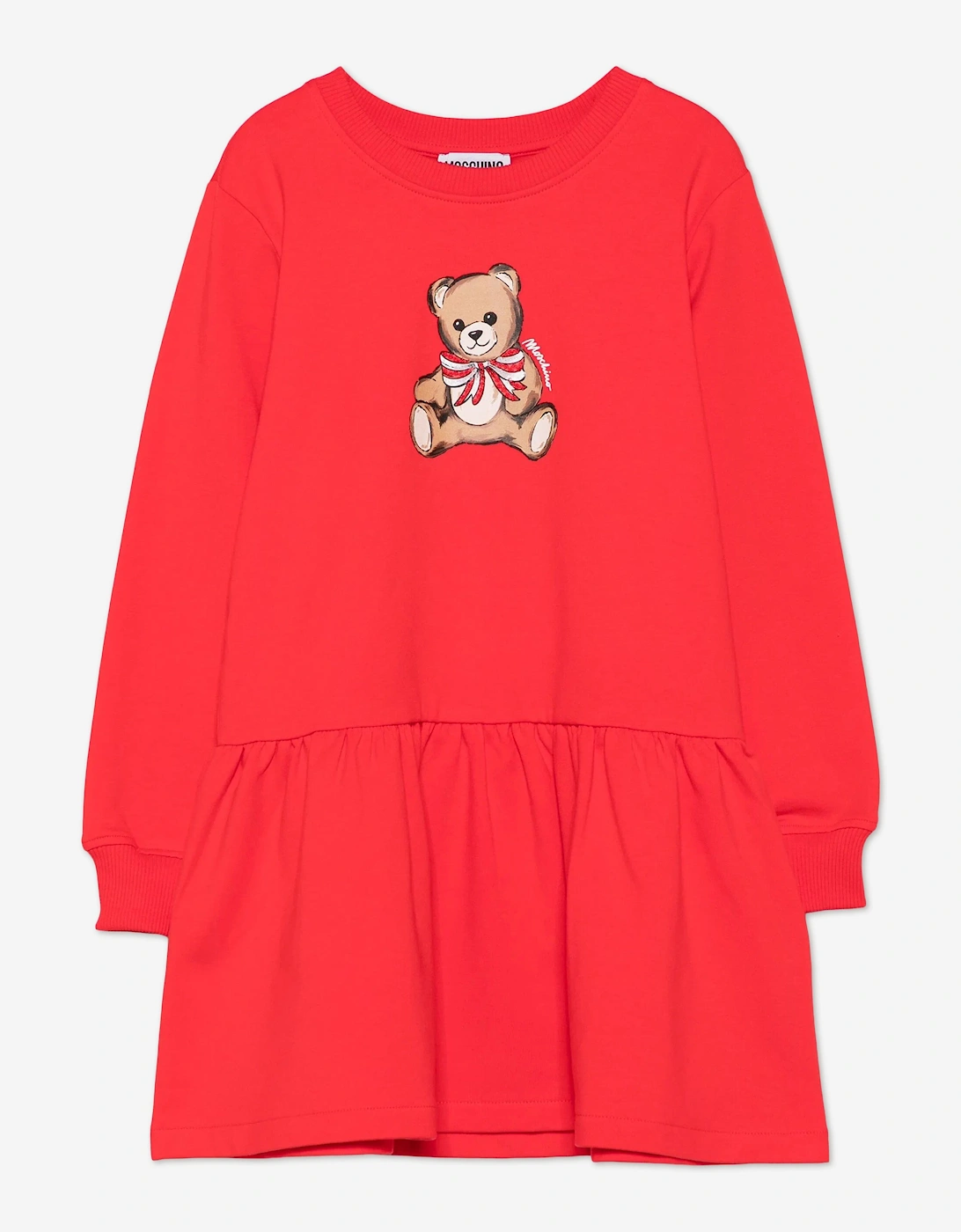 Girl's Moschino Girls Teddy Bear Sweater Dress in Red - Size: 10 years