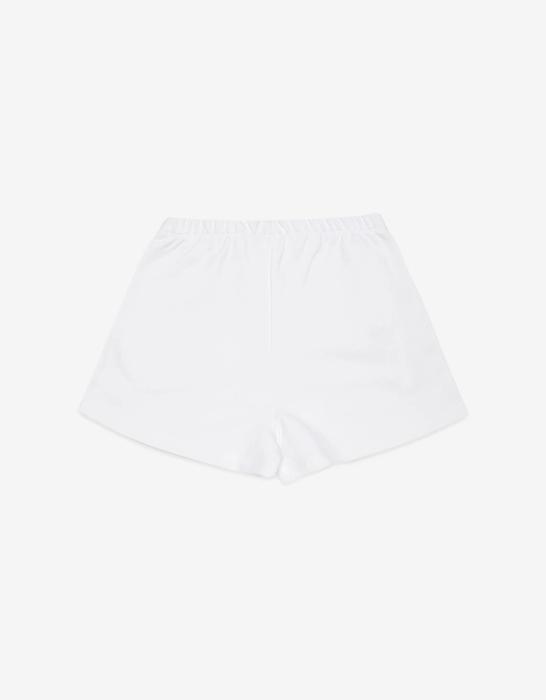 Girls Embellished Flower Shorts in White