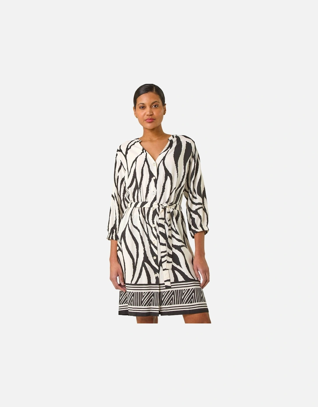 Abstract Border Tie Shirt Dress, 2 of 1
