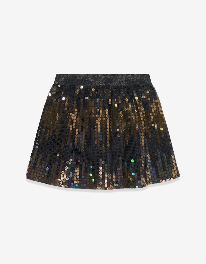 Girls Sequin Mini Skirt in Black