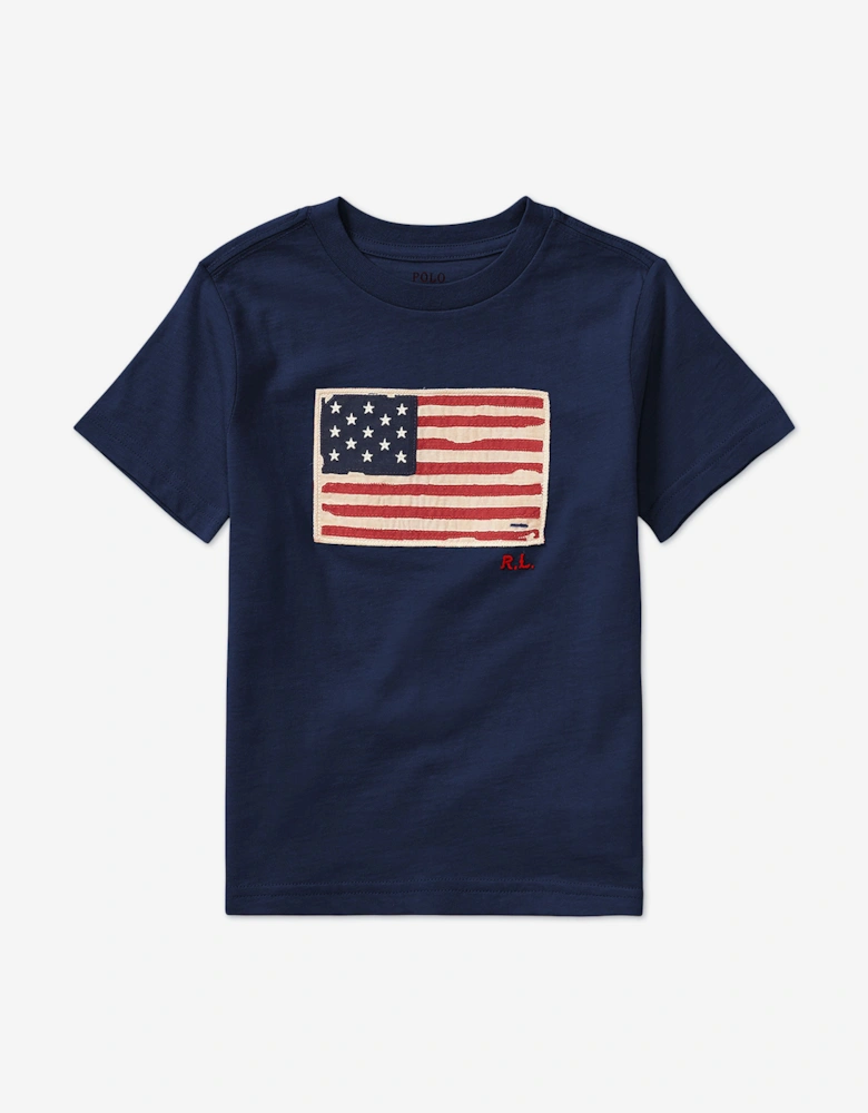 Boys Jersey Flag T-Shirt in Navy