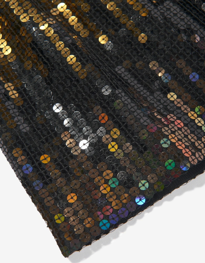 Girls Sequin Mini Skirt in Black