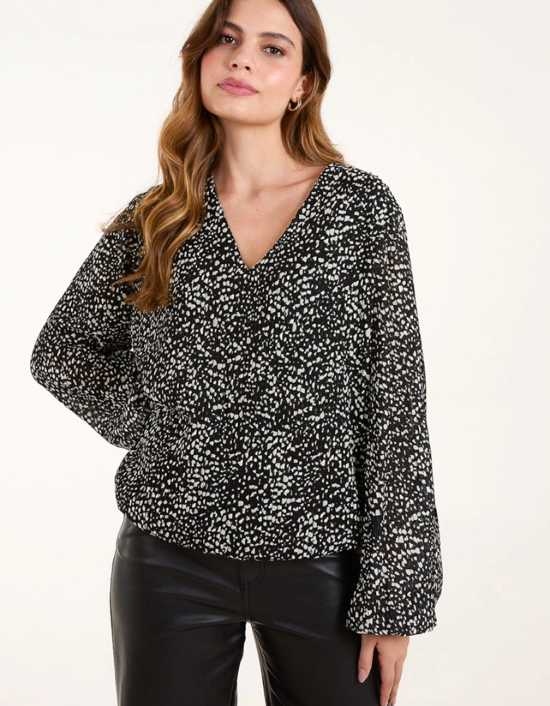Pleated Bubble Hem Blouse