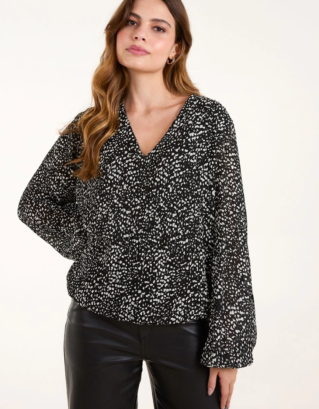 Pleated Bubble Hem Blouse, 2 of 1