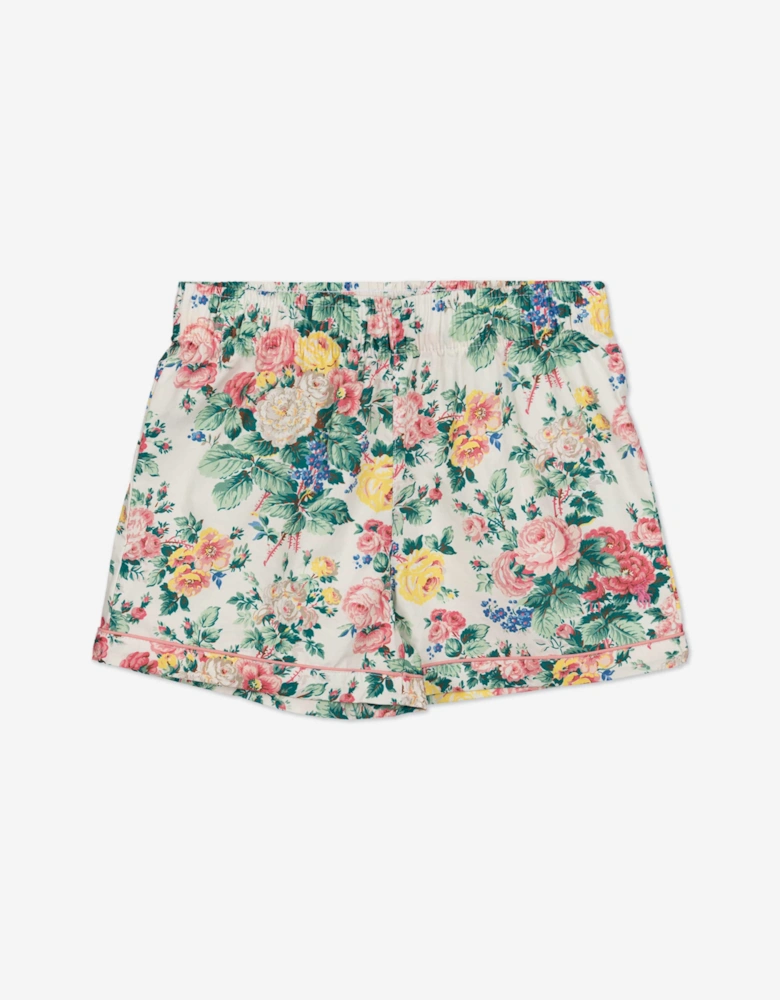 Girls Floral Short Pyjamas Set in Multicolour