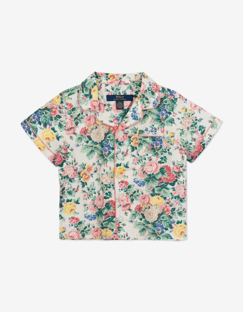 Girls Floral Short Pyjamas Set in Multicolour