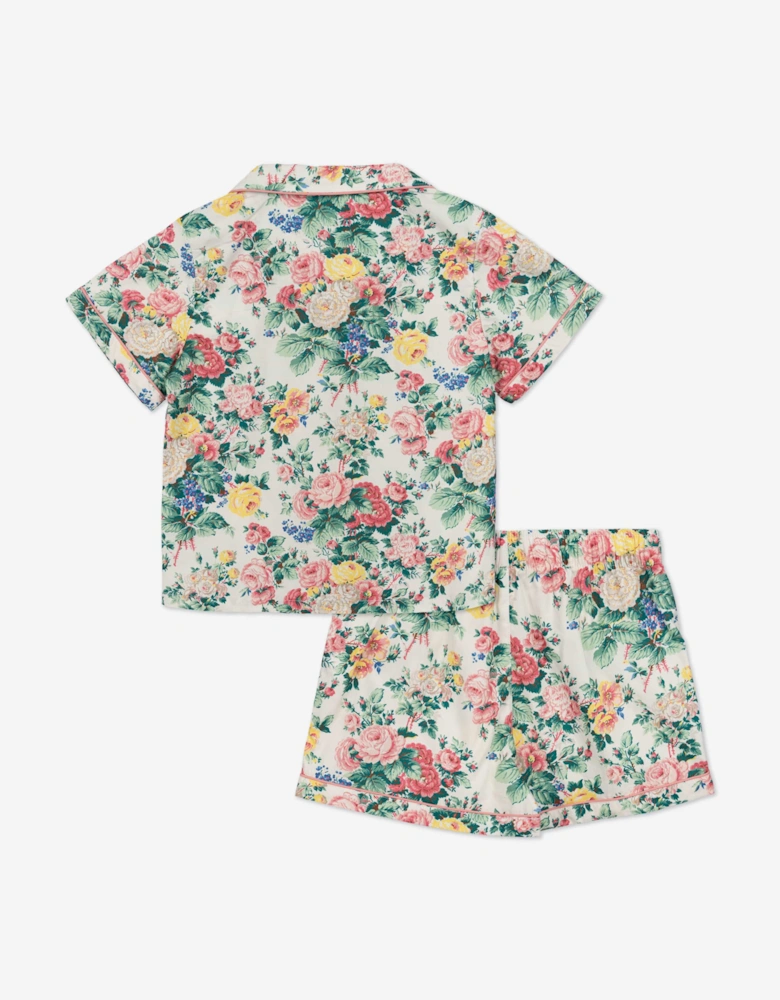 Girls Floral Short Pyjamas Set in Multicolour