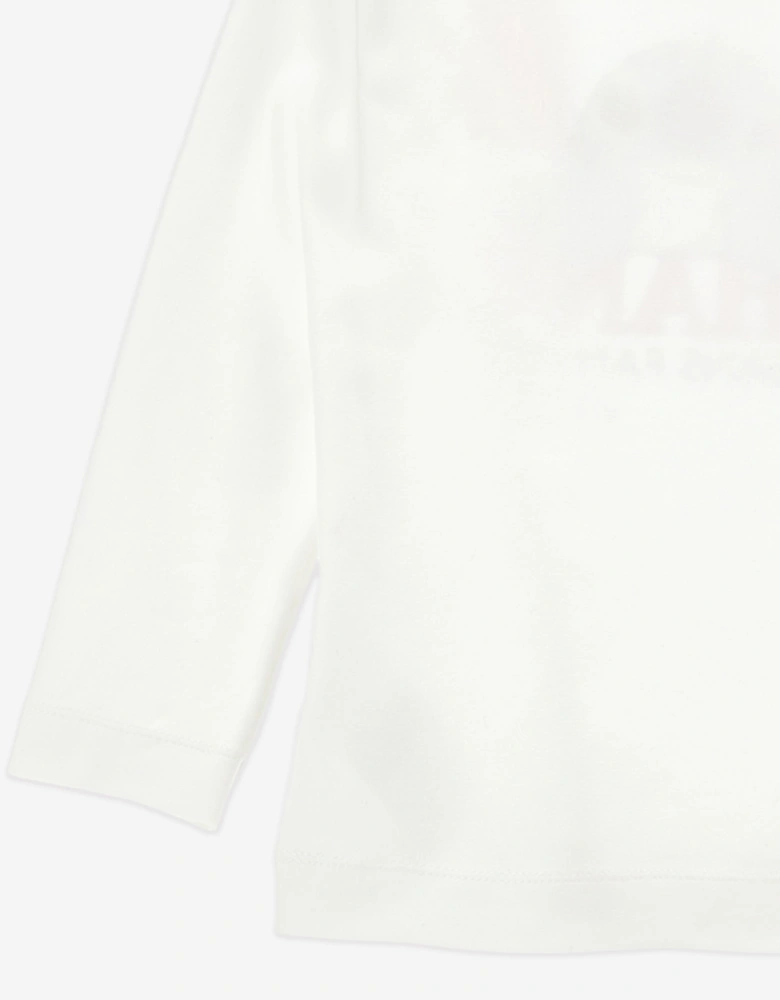 Girls Long Sleeve Stitch T-Shirt in Ivory