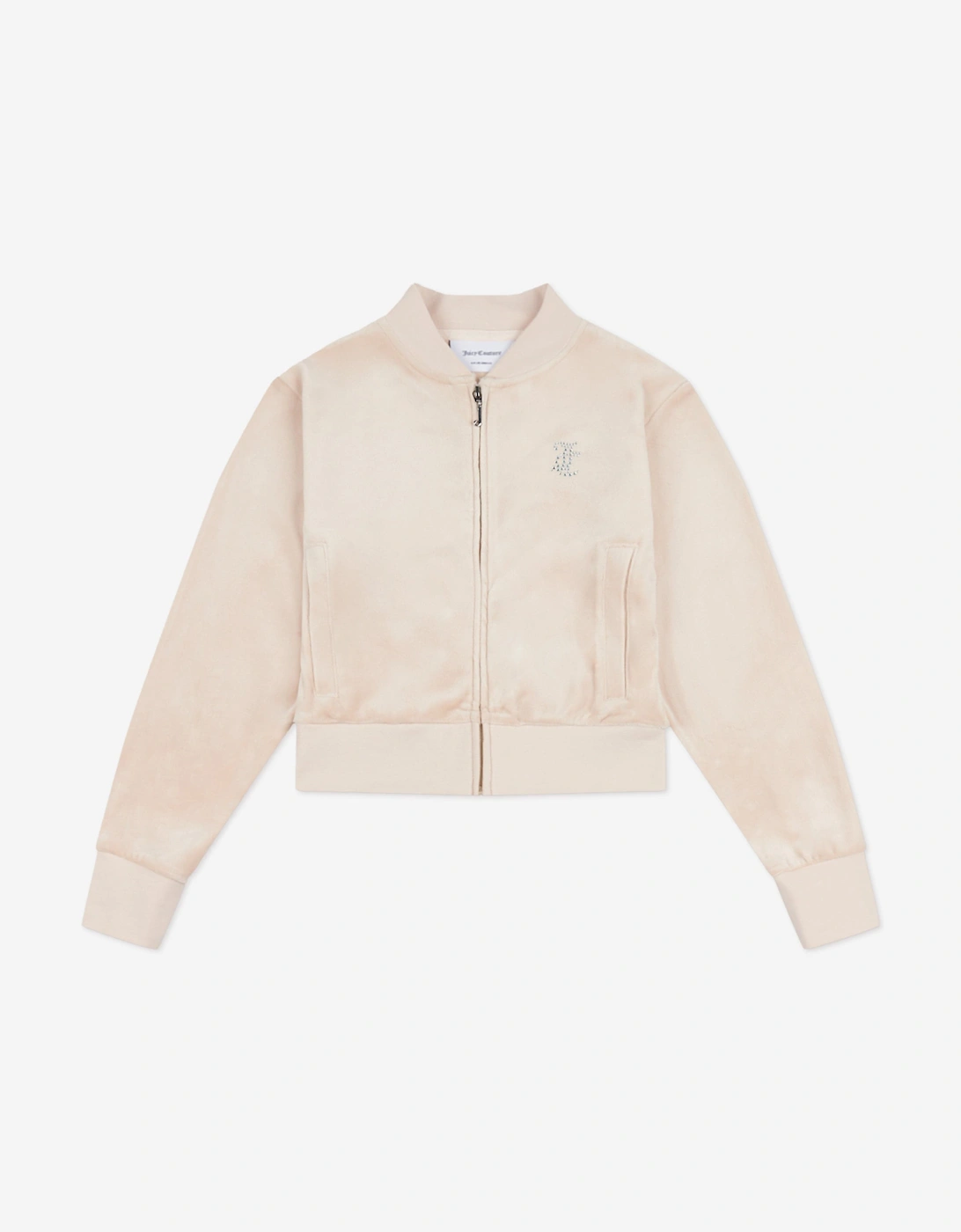 Girls Shorter Length Zip Up Top in Beige, 5 of 4