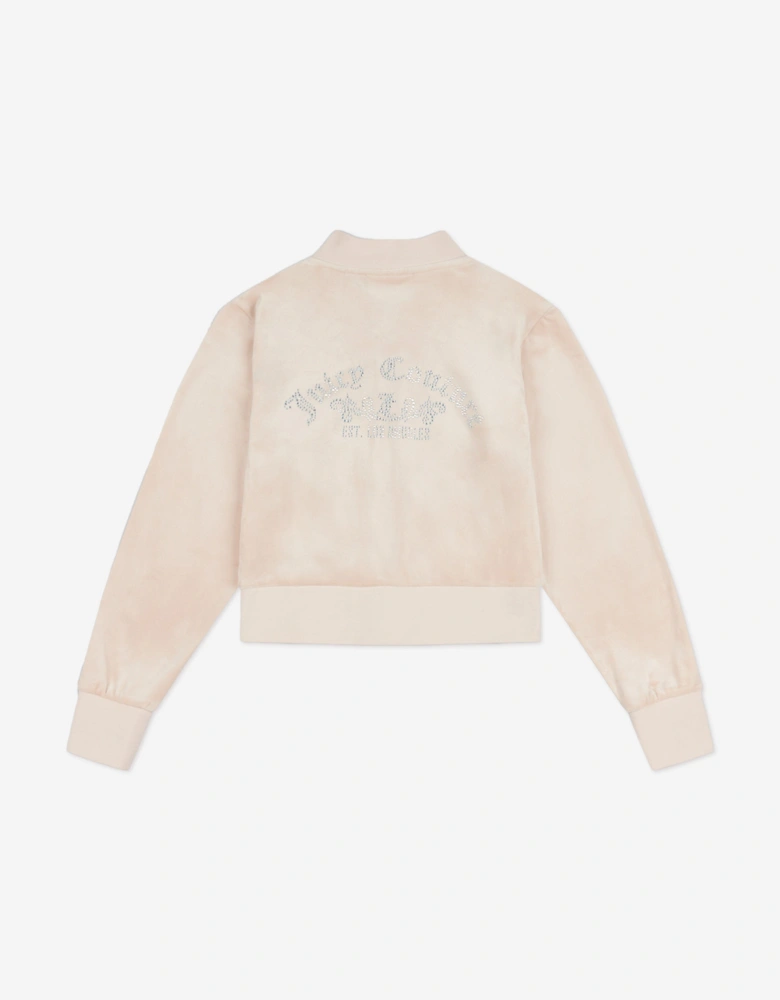 Girls Shorter Length Zip Up Top in Beige