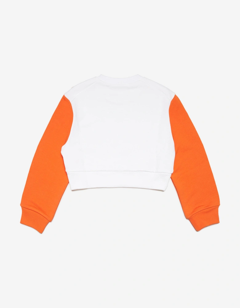 Girls Embellished Flower Sweatshirt in White