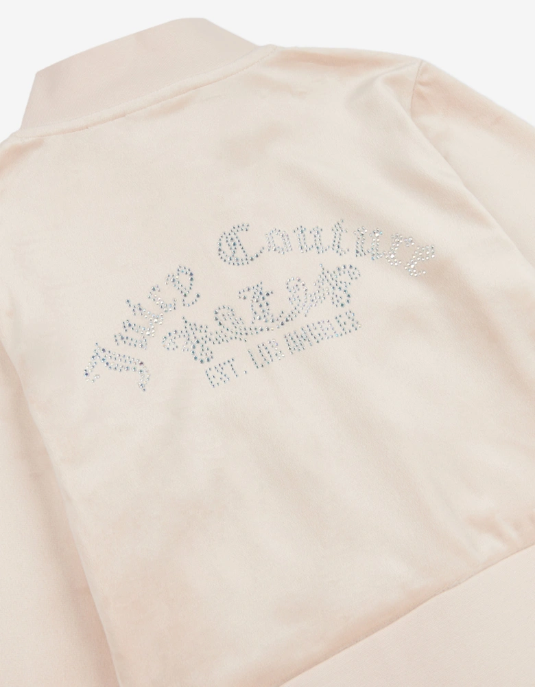 Girls Shorter Length Zip Up Top in Beige