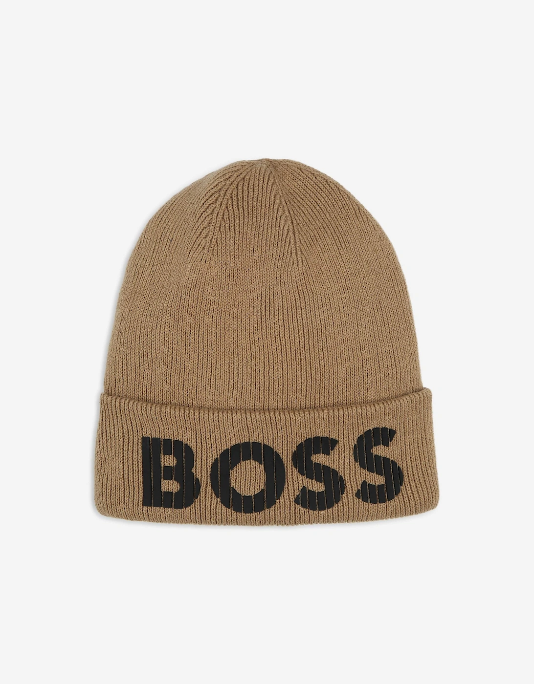 BOSS Boys Knitted Logo Beanie Hat in Brown, 5 of 4