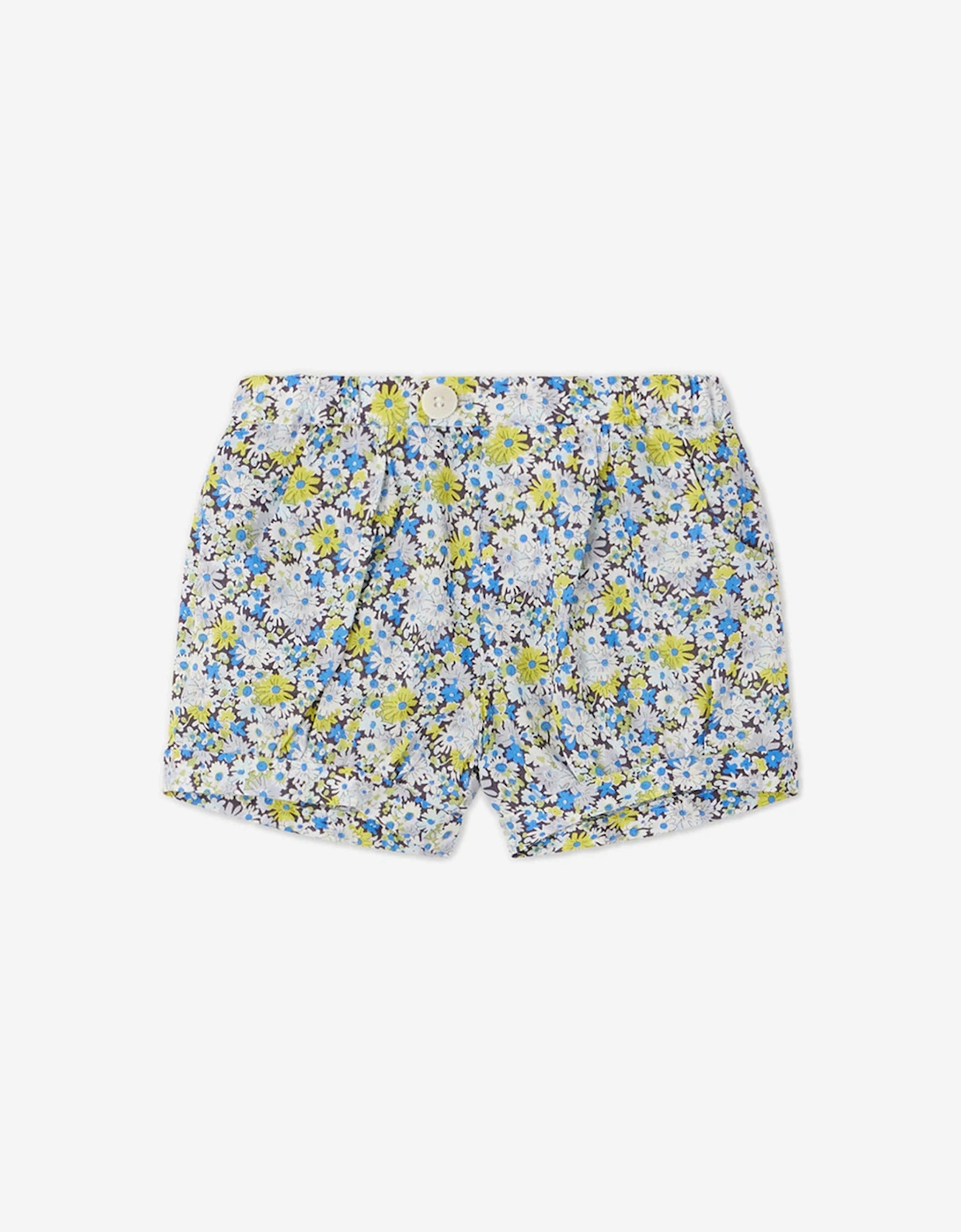 Baby Girls Short Square Floral Shorts in Blue, 4 of 3
