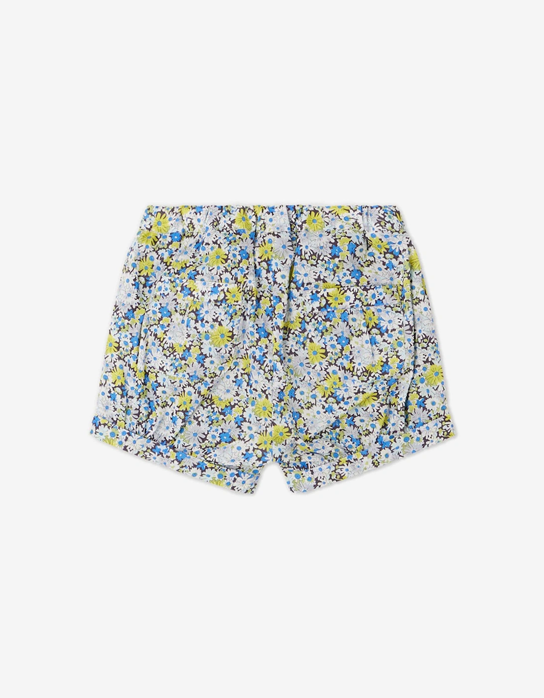 Baby Girls Short Square Floral Shorts in Blue