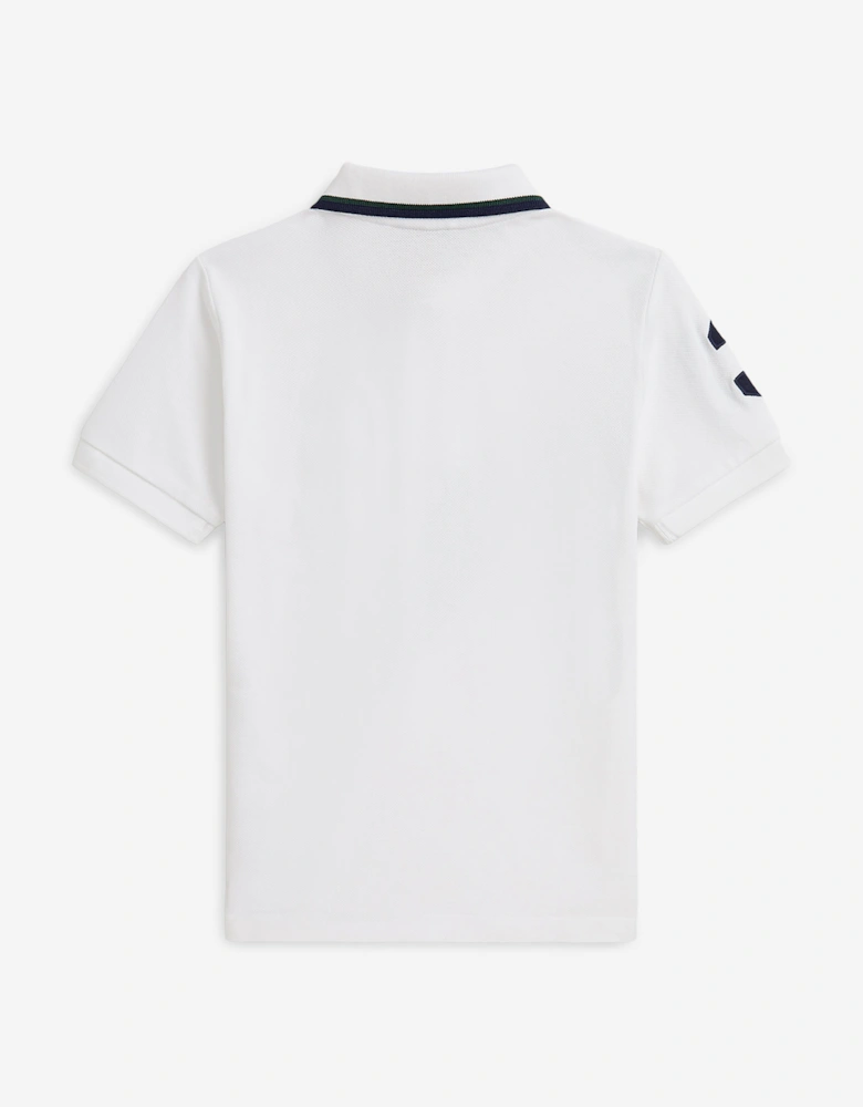 Boys Diagonal Stripe Polo Shirt in White