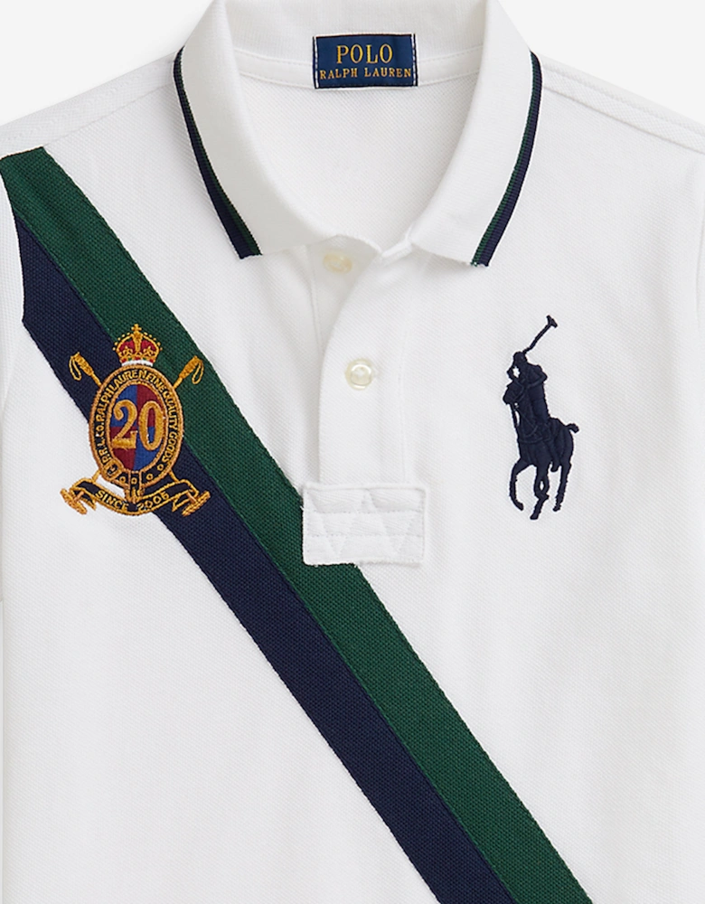 Boys Diagonal Stripe Polo Shirt in White