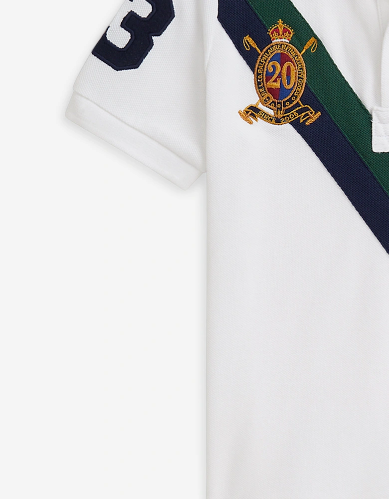 Boys Diagonal Stripe Polo Shirt in White