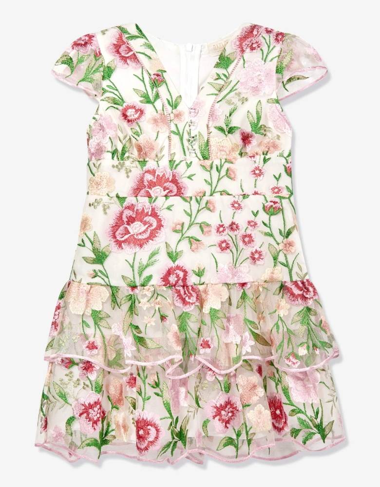 Girls Poppy Embroidered Dress in Multicolour