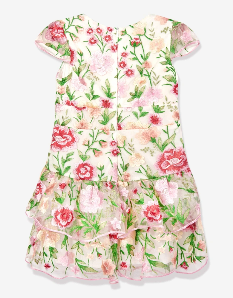 Girls Poppy Embroidered Dress in Multicolour