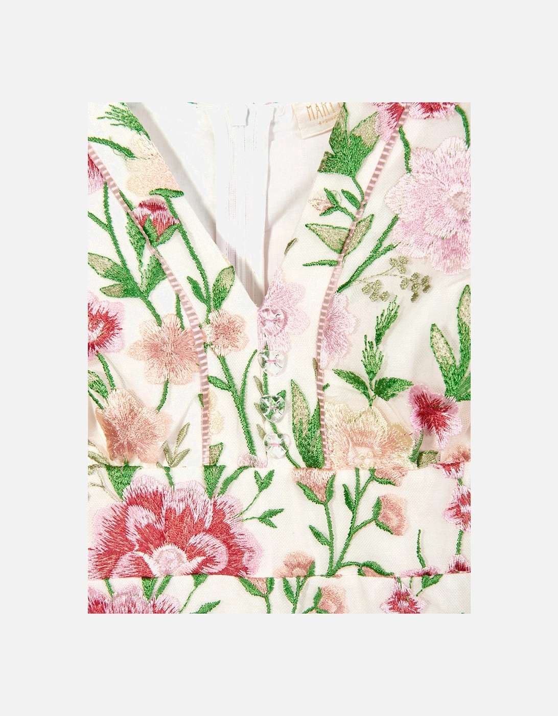 Girls Poppy Embroidered Dress in Multicolour