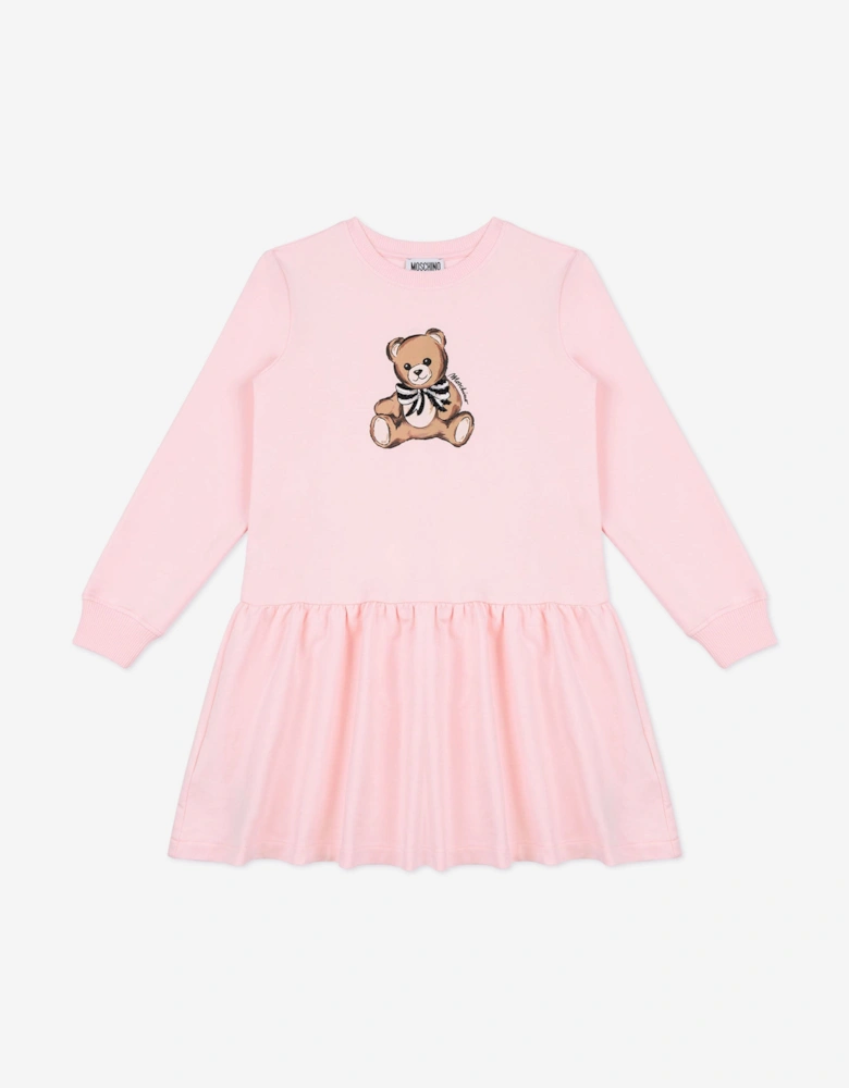 Girls Teddy Bear Sweater Dress in Pink