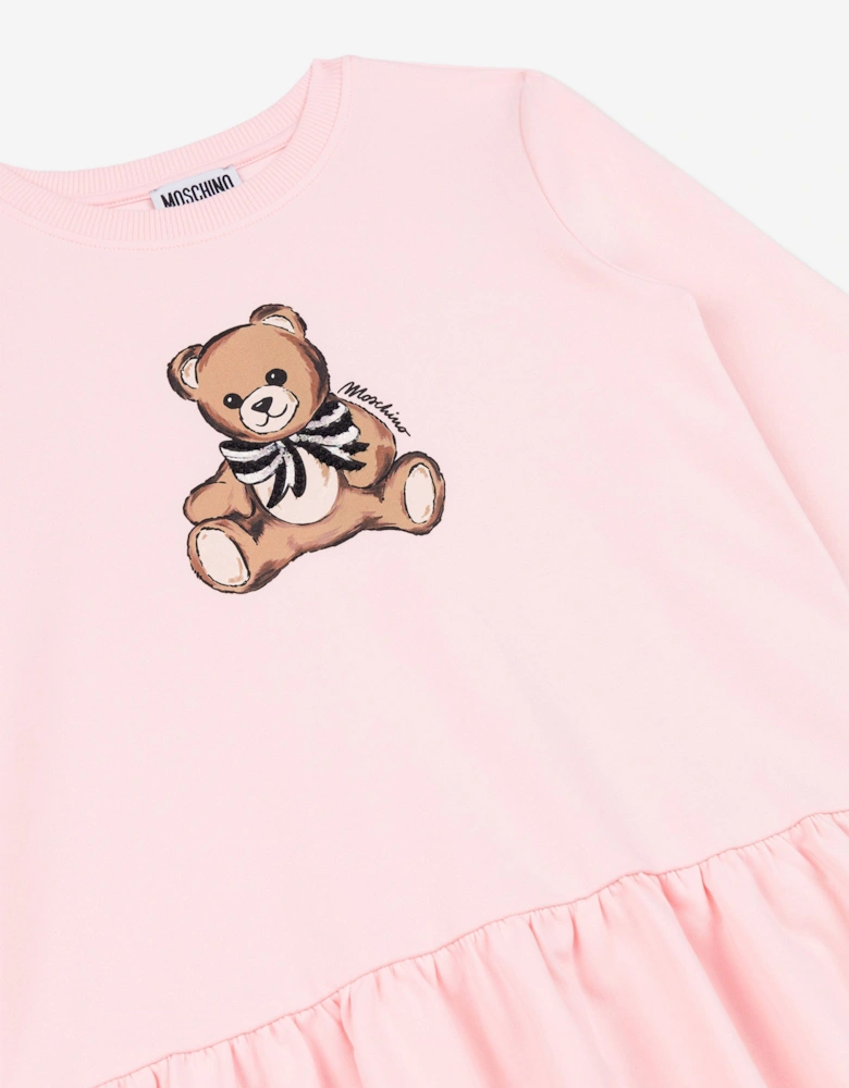 Girls Teddy Bear Sweater Dress in Pink