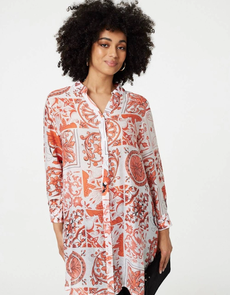 Mosaic Print Longline Blouse Dress