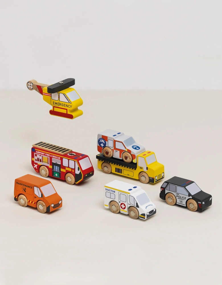 Emergency Helicopter & Rescue Cars-7 Piece (W:12.3 x D:4 x H:5 cm)