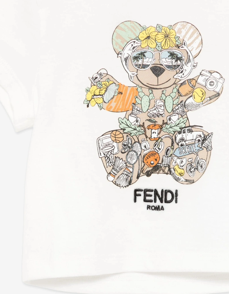 Baby Boys Teddy Bear T-Shirt in White