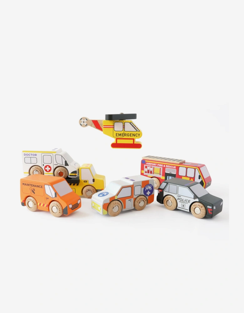 Emergency Helicopter & Rescue Cars-7 Piece (W:12.3 x D:4 x H:5 cm)