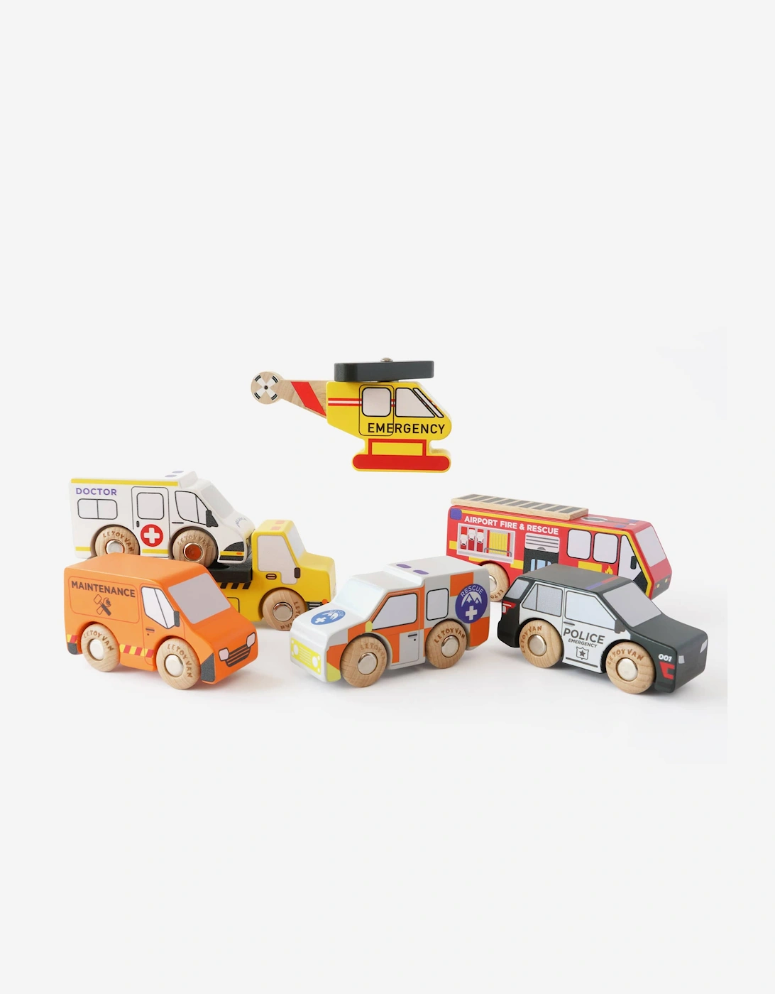 Emergency Helicopter & Rescue Cars-7 Piece (W:12.3 x D:4 x H:5 cm)