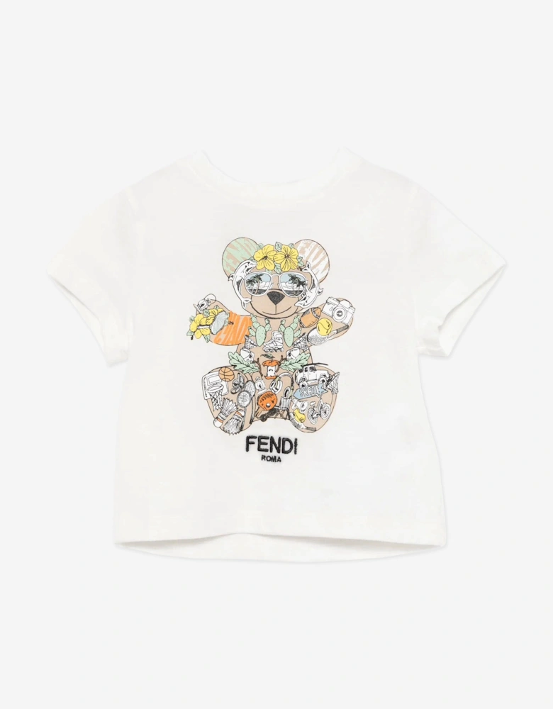 Baby Boys Teddy Bear T-Shirt in White
