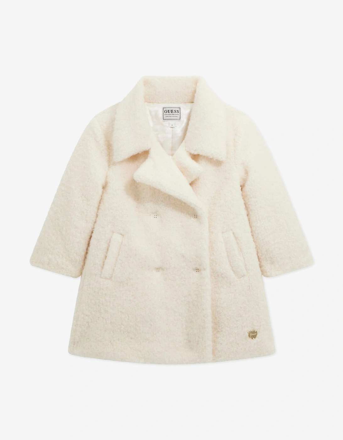 Girls Sherpa Padded Coat in Ivory, 5 of 4