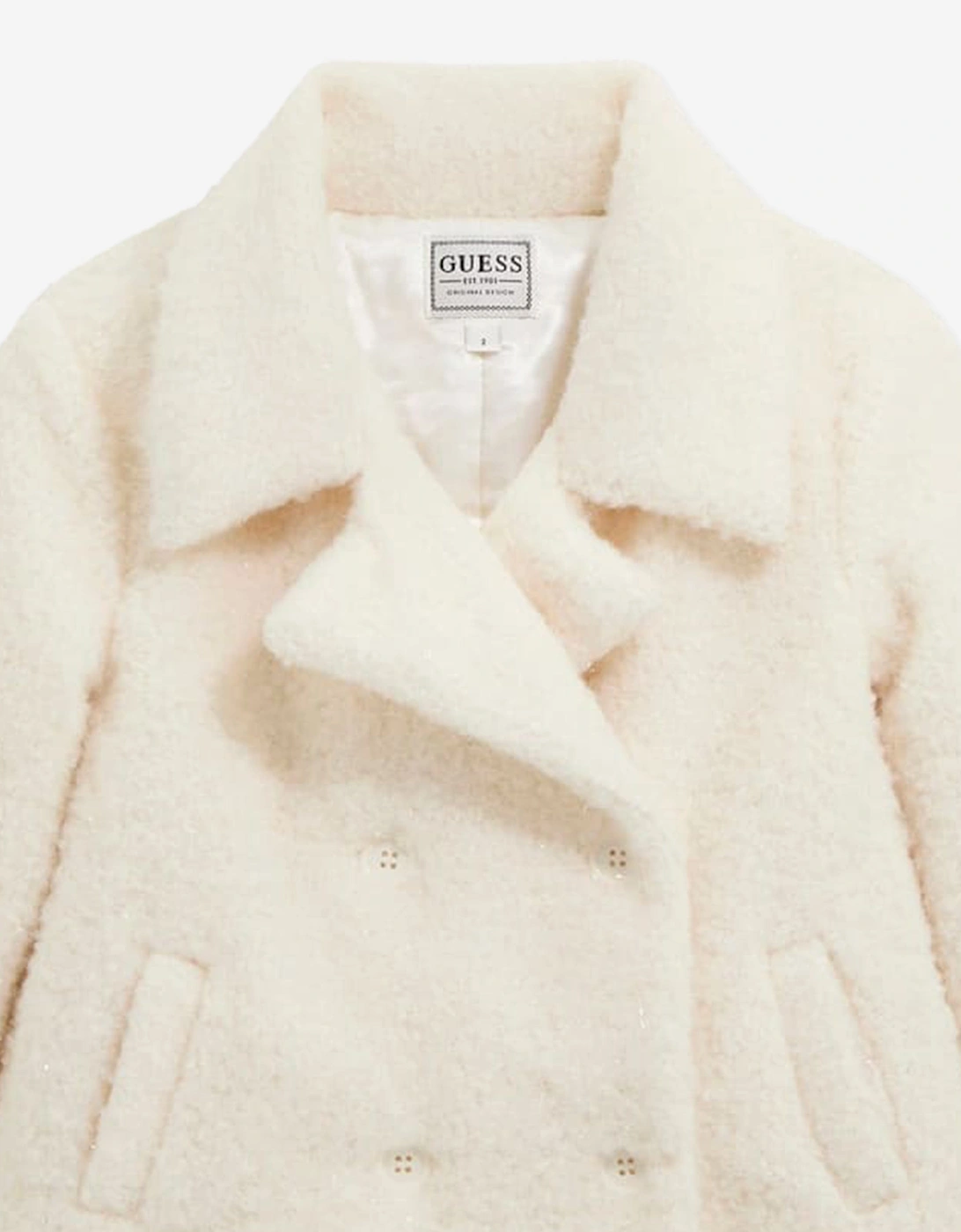 Girls Sherpa Padded Coat in Ivory